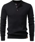 Polo de punto canalé de manga larga para hombre - Alva Montiel