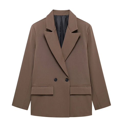 Blazer oversize cruzado de mujer en color marrón - Alva Montiel