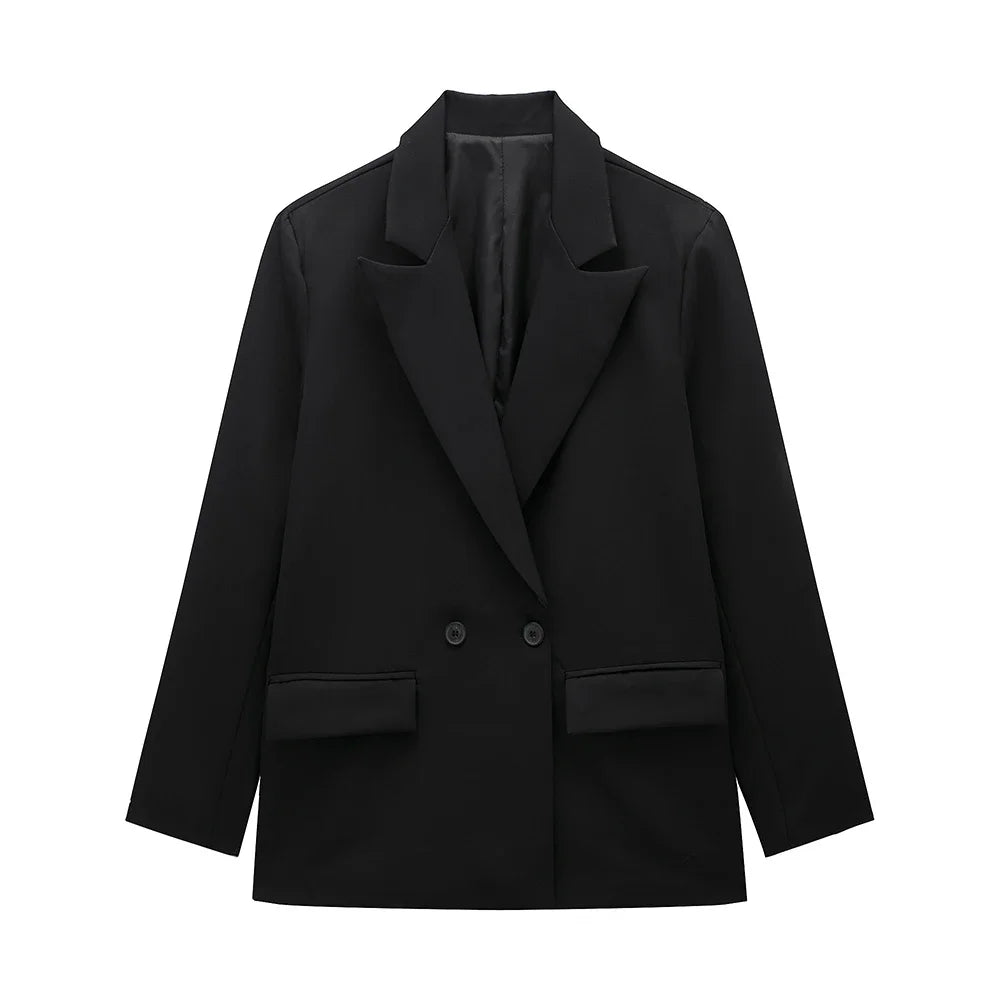 Blazer oversize cruzado de mujer en color negro - Alva Montiel